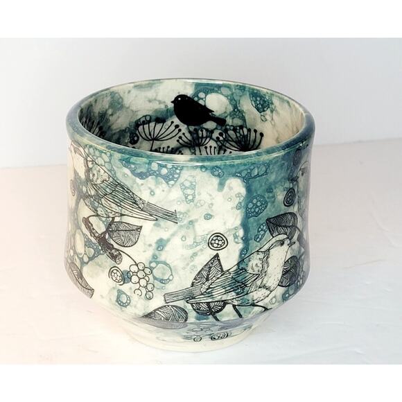 Artisan Pottery Chawan Style Cup Decorated In & Out Signed MPK - Picture 4 of 9